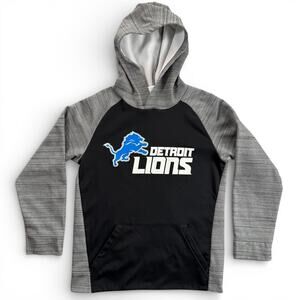 Detroit Lions Youth Hoodie NFL Team Apparel Black Gray Size M 8 Pullover